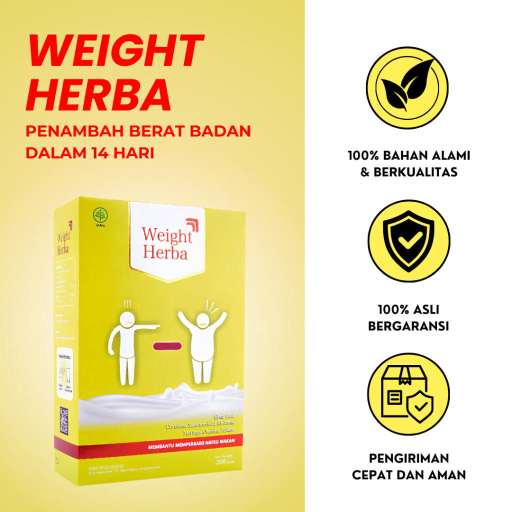 

WEIGHT HERBA Susu Penambah Berat Badan No.1 di Indonesia 200gr Gratis Ongkir Susu BB Susu Penggemuk Badan