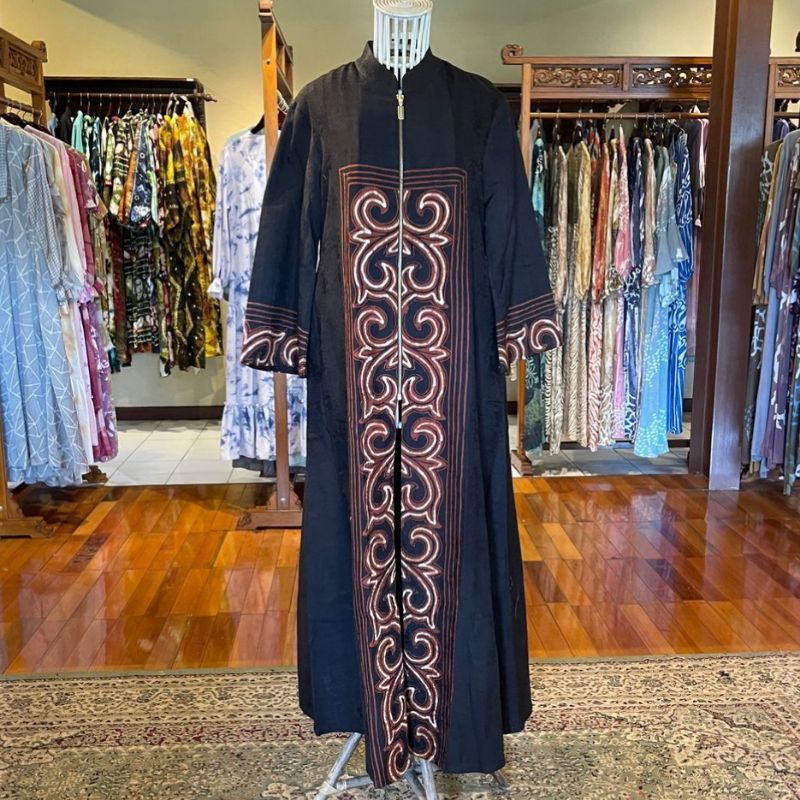 Abaya Zipper Tenun Viscos by Dian Pelangi LIMITED EDITION Busana Muslim Maxi Dress Gamis Kaftan Gaun