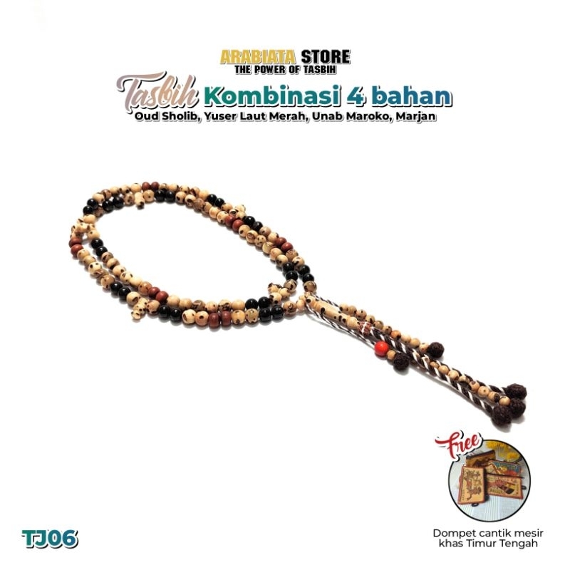 Tasbih Tijani Oud Sholib Mix Yuser Laut Merah Unab Maroko Marjan