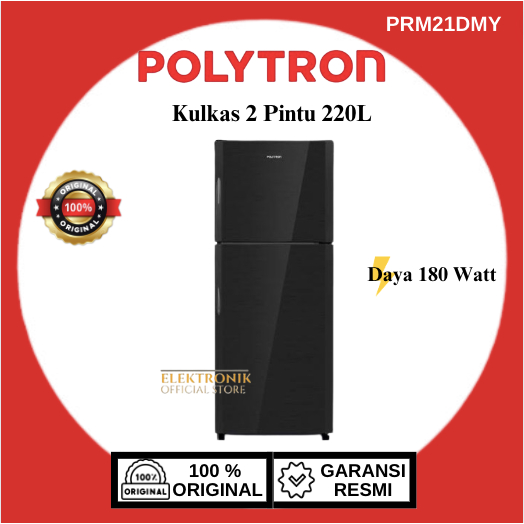 POLYTRON KULKAS 2 PINTU PRM21DMY 220L/PRM-21DMY/PRM 21 DMY/POLYTRON KULKAS 2 PINTU/POLYTRON KULKAS 2