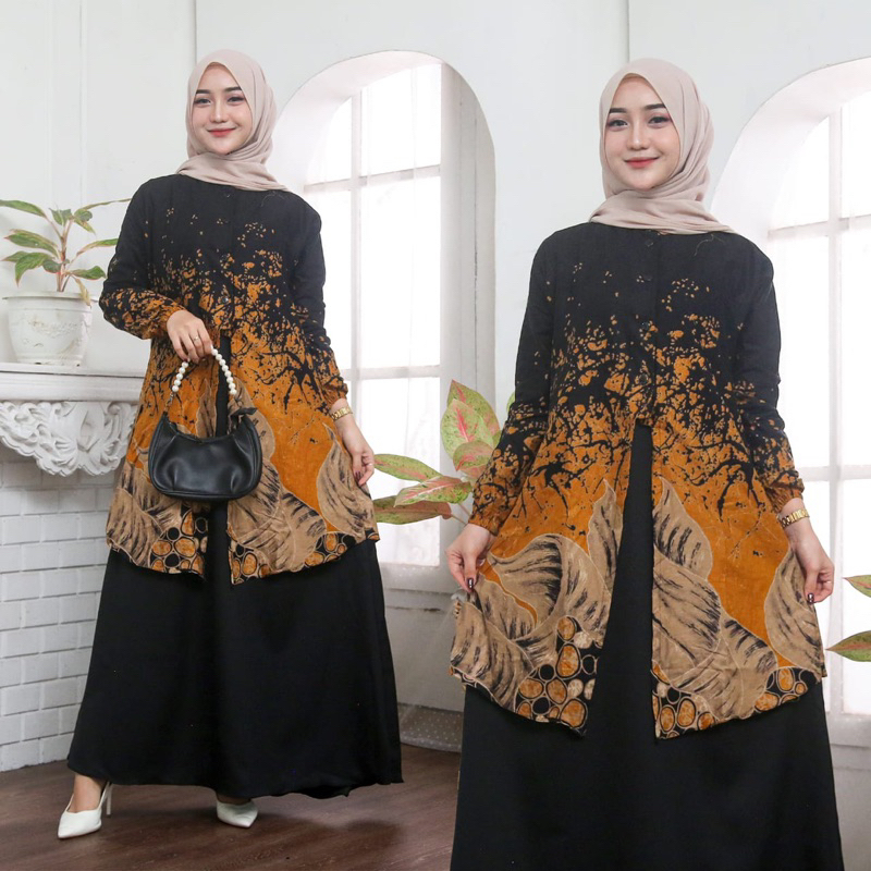 Gamis Batik Kombinasi Modern Premium