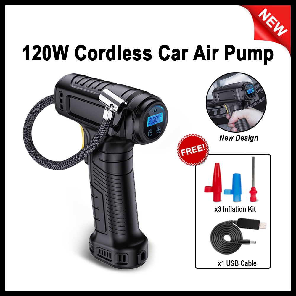 Pompa Ban Portabel Mobil Sepeda Motor Pompa Ban Kereta Motorsikal Pompa Listrik Tayar Pengisian Tanp