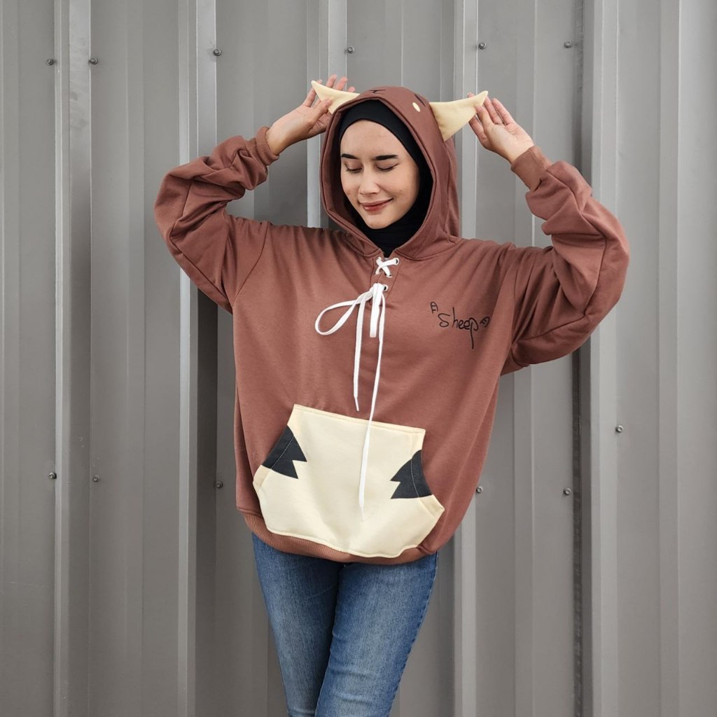 NOUSKA - SHEEP HOODIE SWEATER Hoodie Kuping Kelinci Lucu Bunny Fluffy Korea