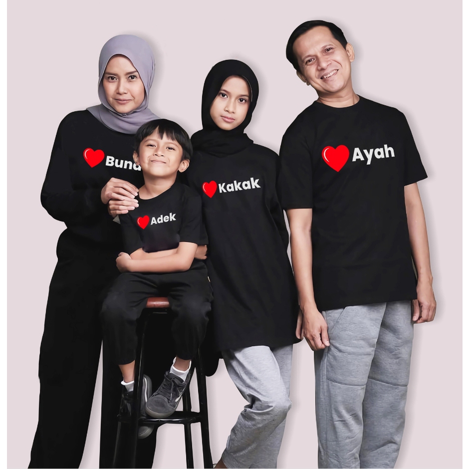 Baju kapel FAM AYAH BUNDA KAKAK ADEK kaos seragam keluarga LEBARAN lengan pendek dan panjang atasan 