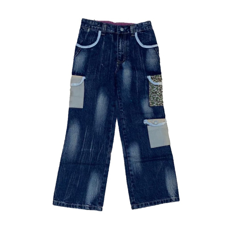 Celana Jeans Kulot Cargo Anak Cewek Import Premium