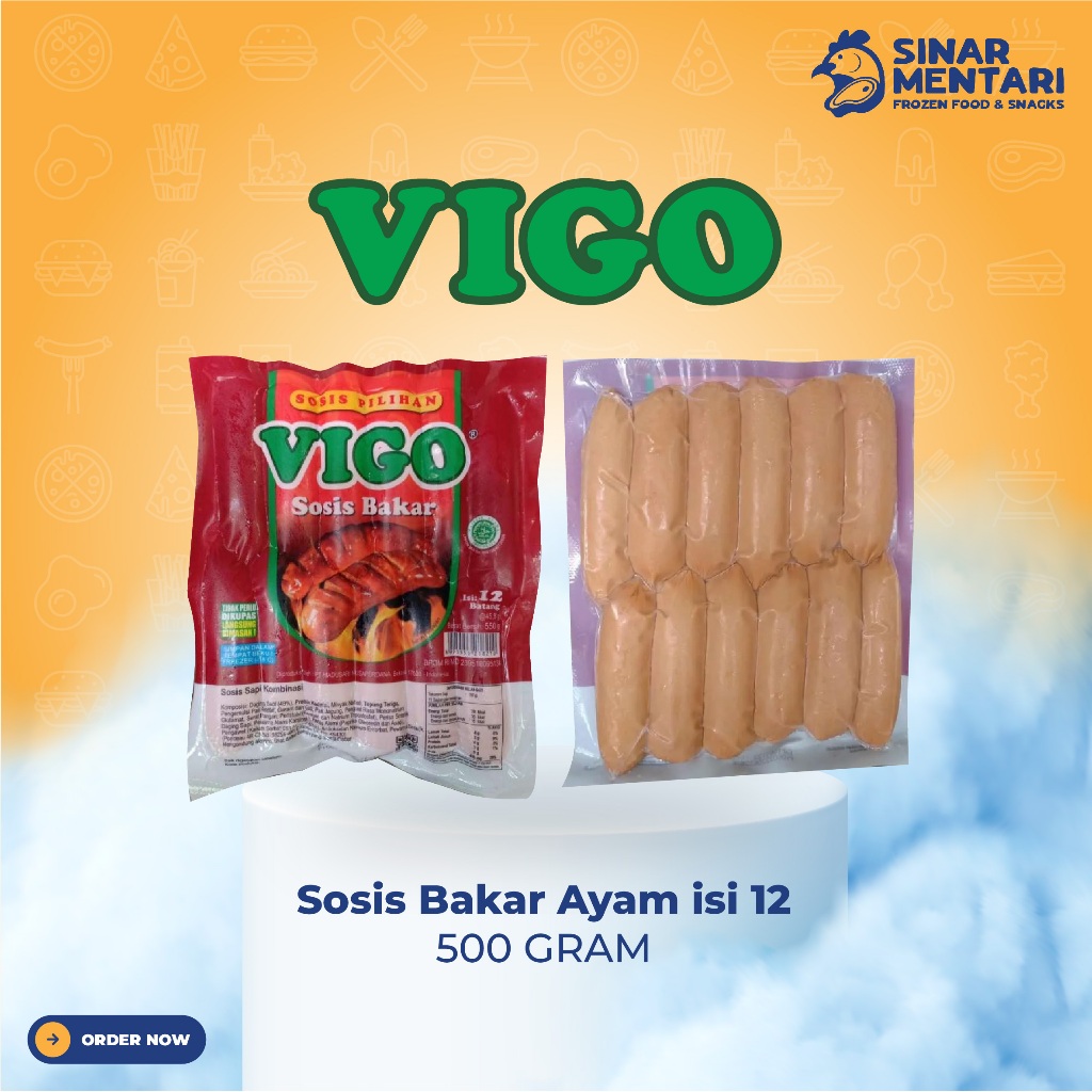 

Vigo Sosis Bakar Ayam 500 gram isi 12 pcs