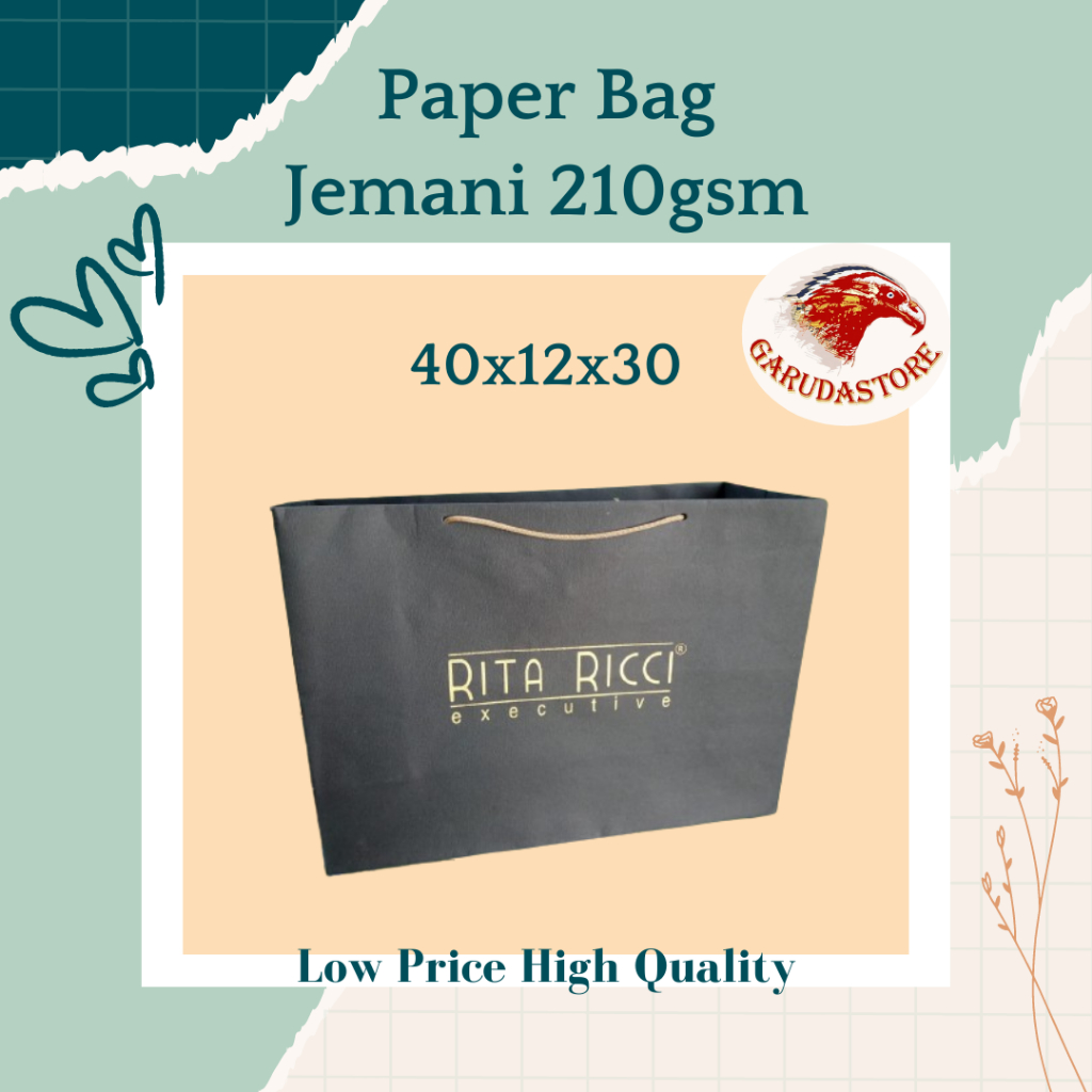 

Paperbag Custom , Paper Bag Hitam , Paperbag Murah Bahan Jemani Hitam 210gsm Size Besar
