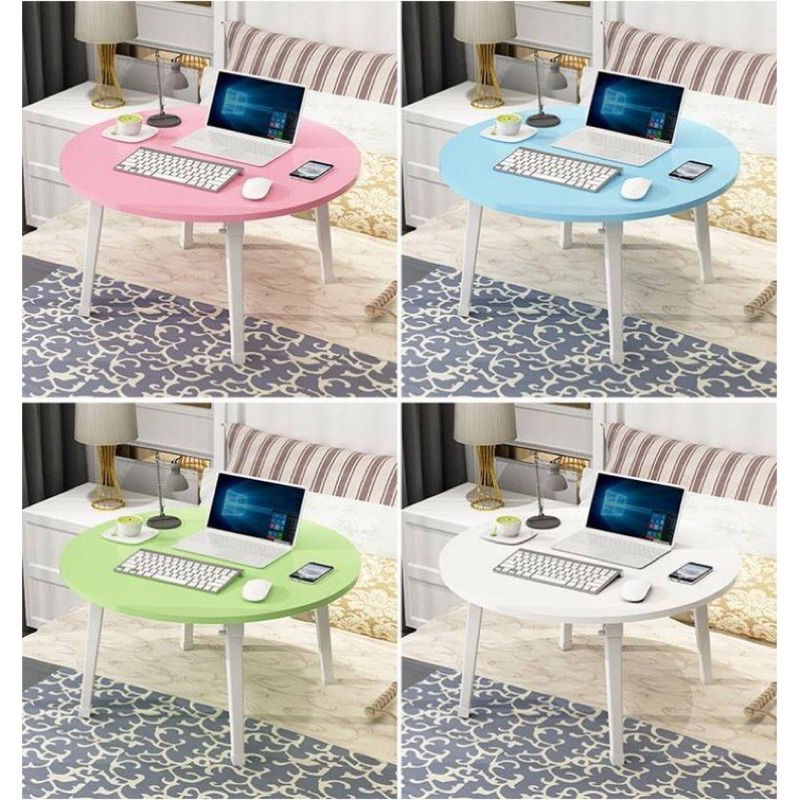 meja tamu bulat lipat diameter 80 cm tinggi 36 cm