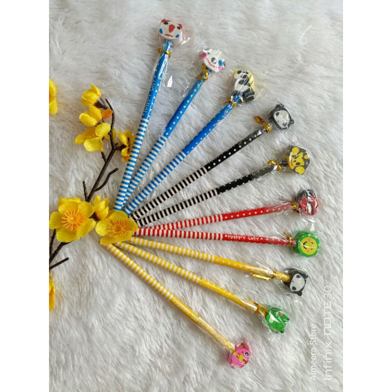 

High Quality Pencils With Topper Eraser Wood Animal Eraser Pencils Back to School Stationery Cheap HB Pencils