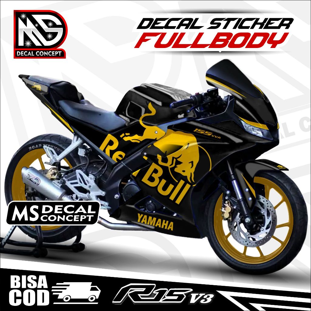 BISA COD Decal R15 V3 Full Body Stiker R15 V3 Full Body Dekal R15 V3 RedBull Racing Variasi Stiker R