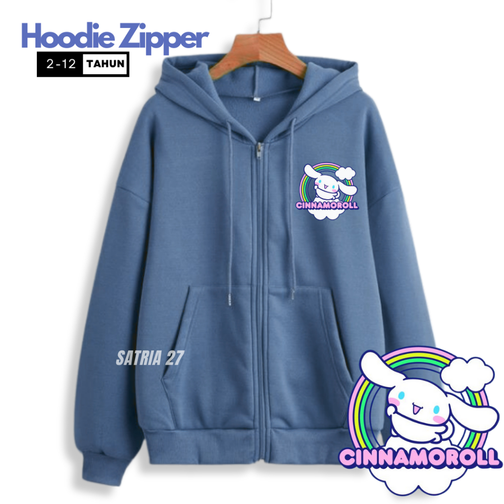 Berkualitas (Terlaris) Hoodie Zipper Jacket Fleece Anak Sablon Kids 2 - 12 Tahun Cinnamoroll