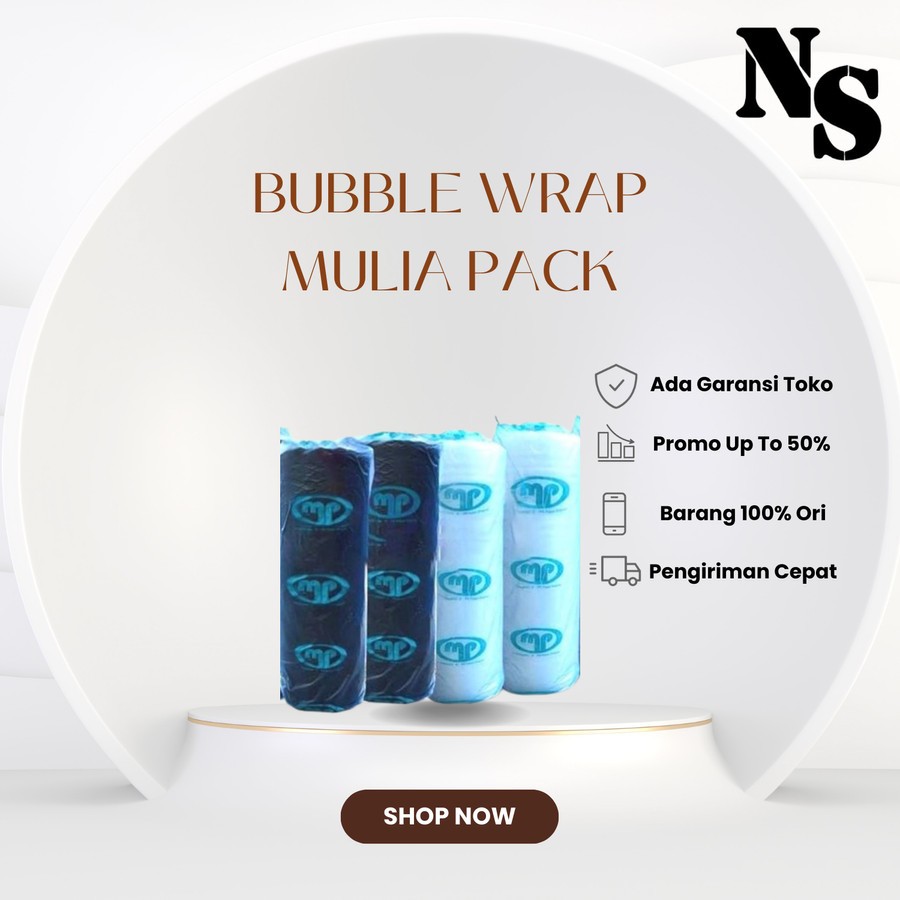 

BUBBLE WRAP ROLL 125 CM X 50 M MERK MULIA PACK BENING & HITAM