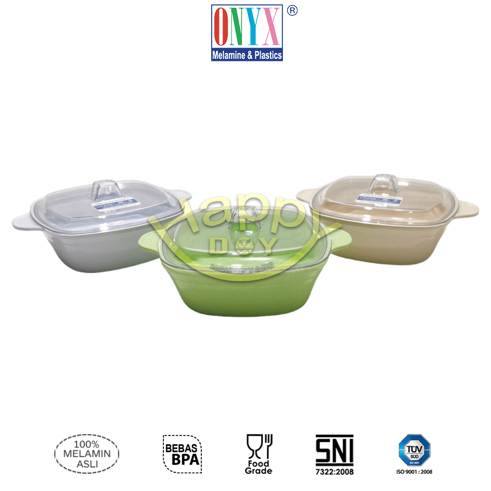 WADAH SAJI | WADAH LAUK | WADAH MAKANAN | CASSEROLE MELAMIN SEGI + TUTUP ONYX 500ML