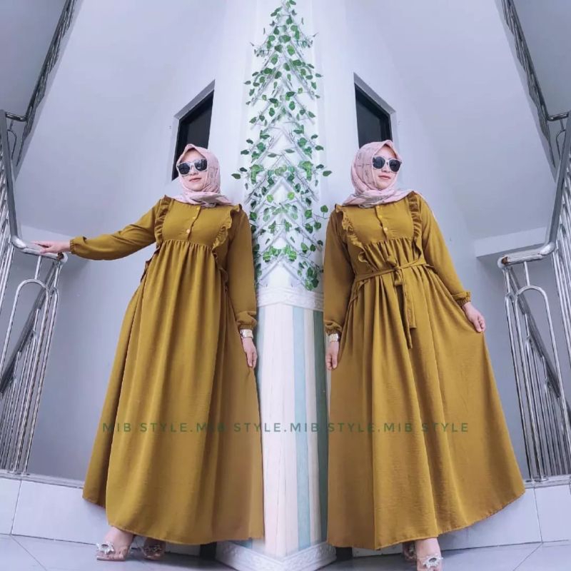 Gamis Sultan Dress Halona Polos Jumbo  viral 2024 Kekinian Gaun Remaja Terbaru Kancing Depan Busui F