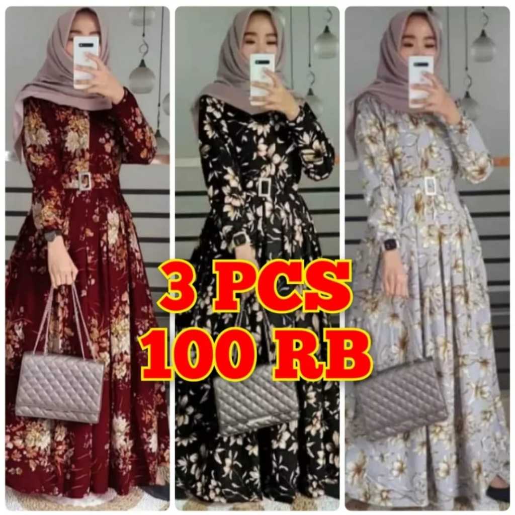 PAKET HEMAT GAMIS SAKURA 100RB DAPAT 3PCS GAMIS JUMBO GAMIS BUNGA SAKURA KATUN PREMIUM