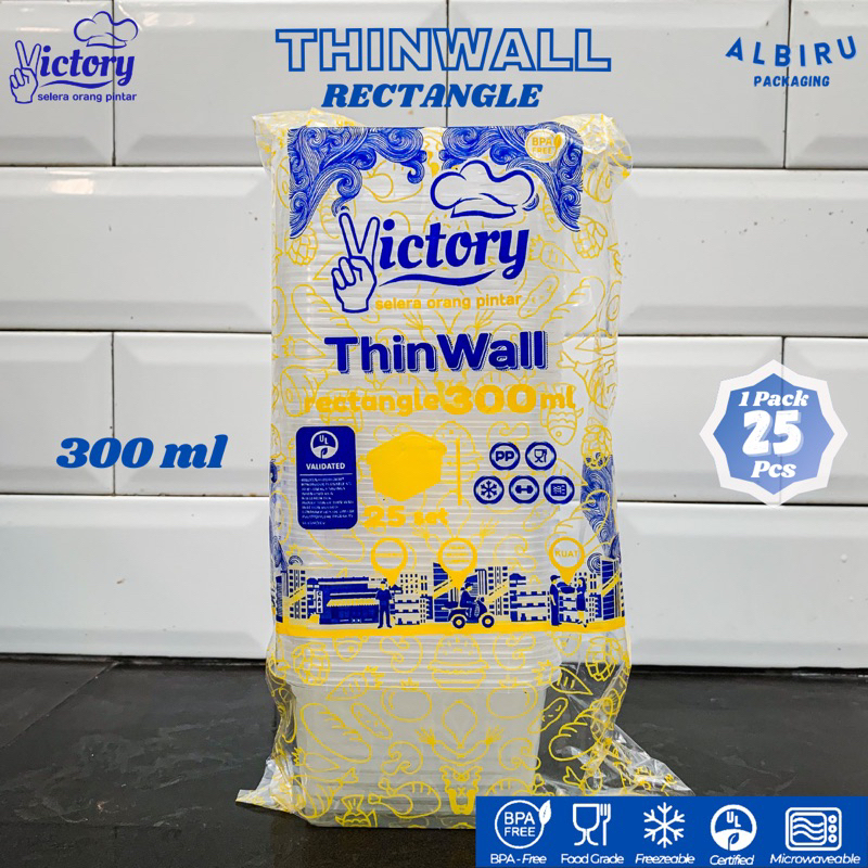 Thinwall food container 300ml kotak  /Tempat penyimpanan makanan/Cup salad/Cup kotak 300ml VICTORY /