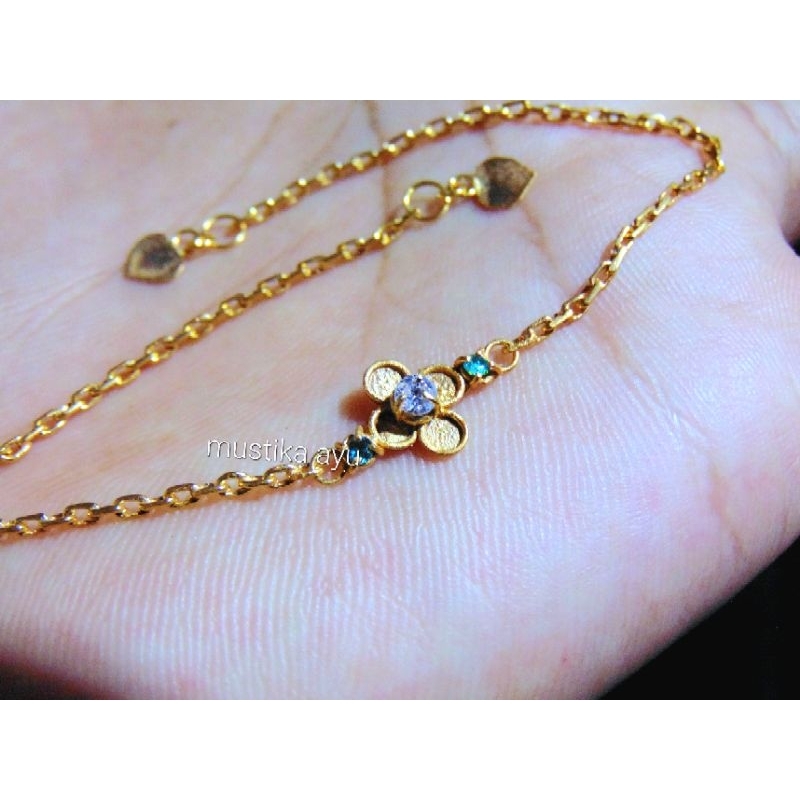 gelang emas muda medan/ gelang emas rante medan dobel/gelang emas model mata 3 bunga/ kode g emas as