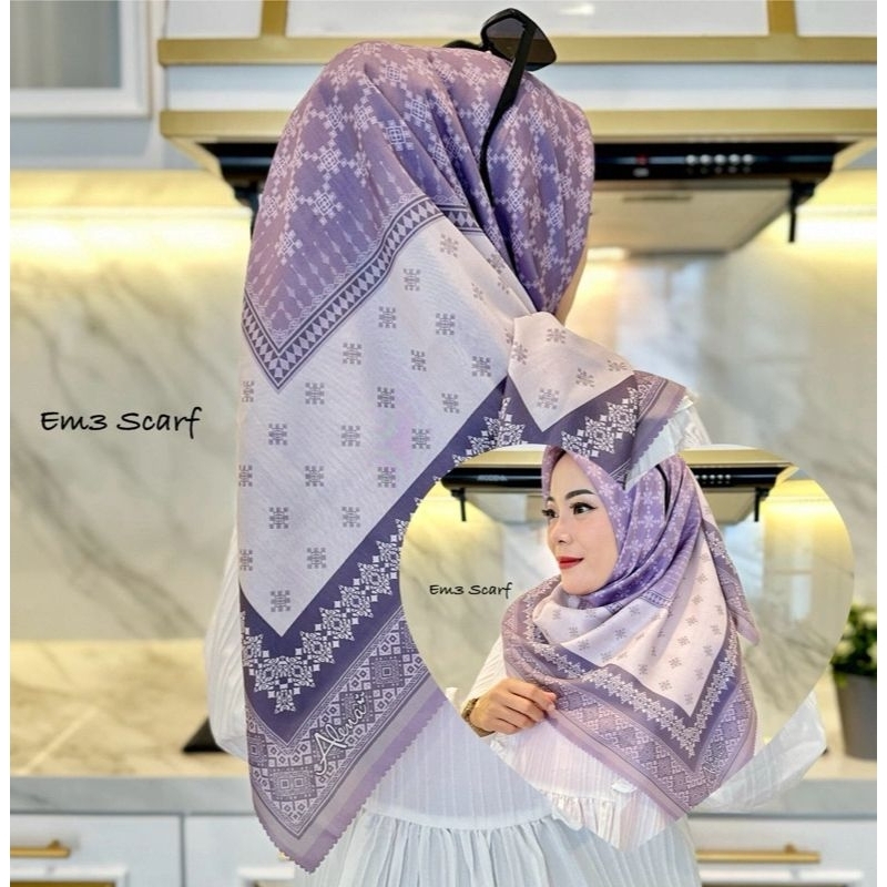 Hijab Alena Series Sublim / Hijab Segiempat Voal Motif Premium / Hijab Segi Empat Motif Sublim