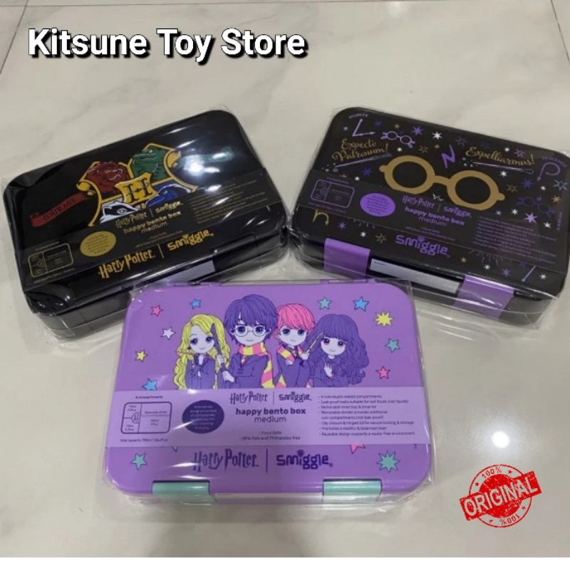 Smiggle Harry Potter Happy Bento Lunch Box Medium Original - Tempat Kotak Bekal Anak Sekolah