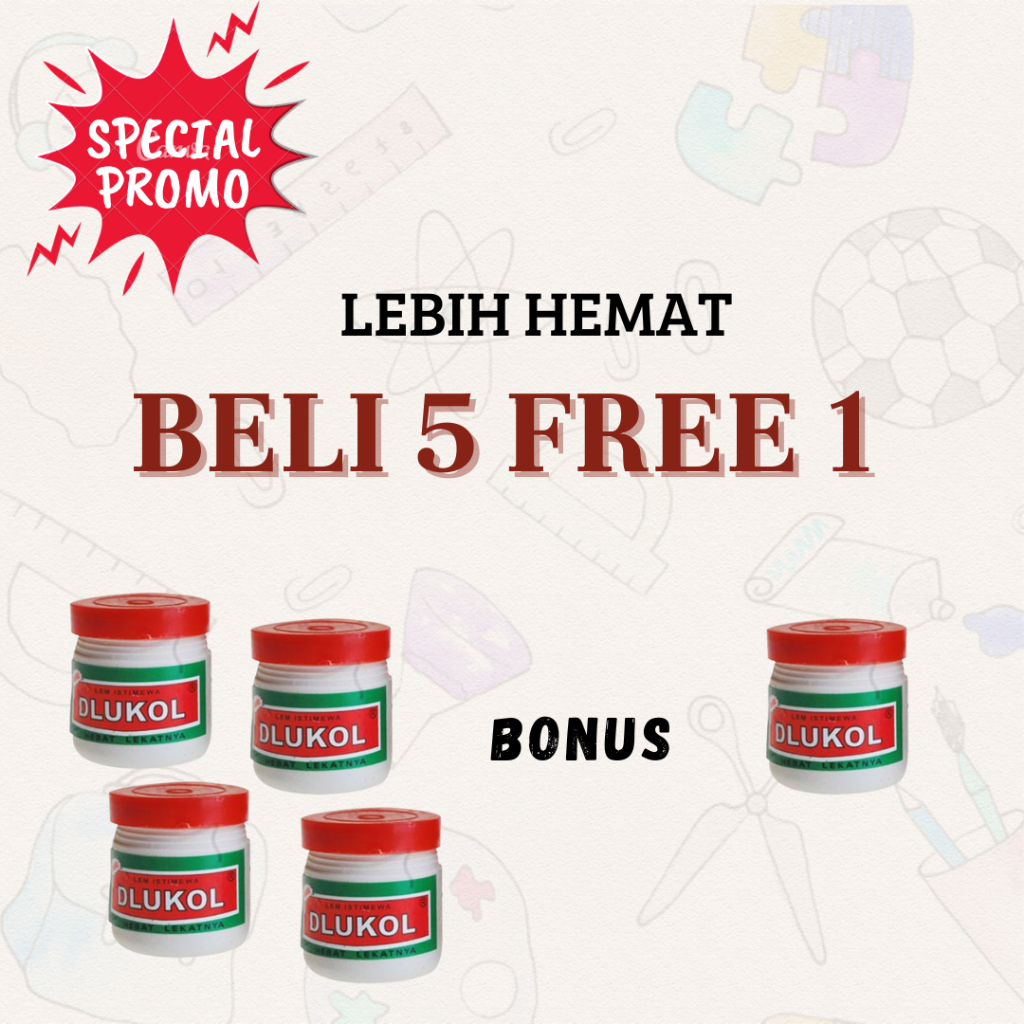 

LEBIH CUAN BELI 5 LEM DLUKOL KECIL BONUS 1 LEM DLUKOL (PROMO)