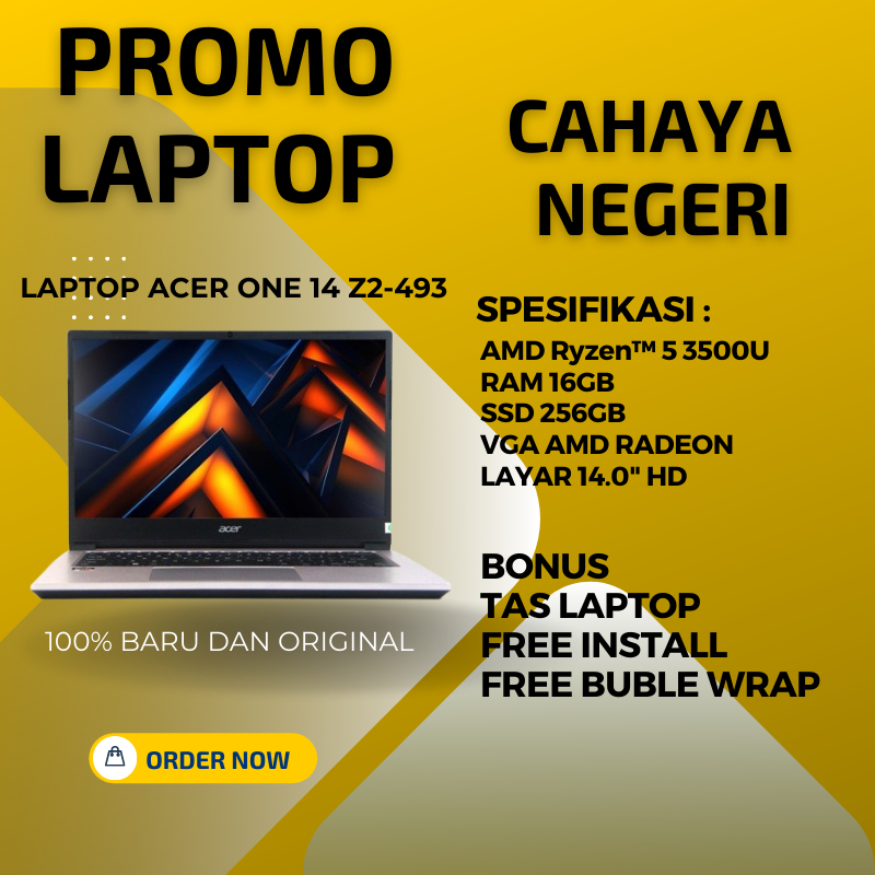 PROMO LAPTOP BARU Acer One 14 Z2-493 AMD Ryzen 5 RAM 16GB SSD 256GB FREE TAS + INSTALL