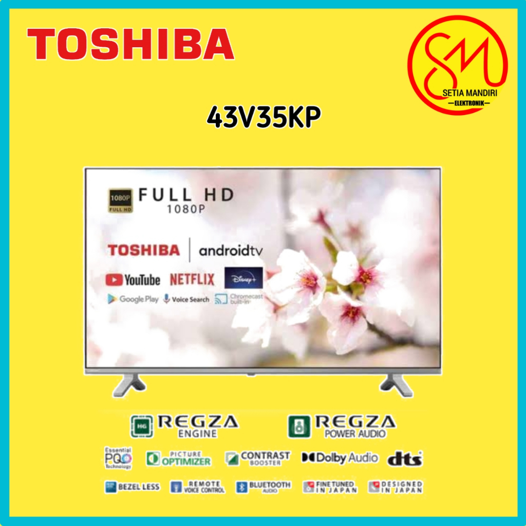 TOSHIBA Smart TV Android LED 43 Inch Full HD Dolby Audio WiFi & Bluetooth DTS L43V35KP