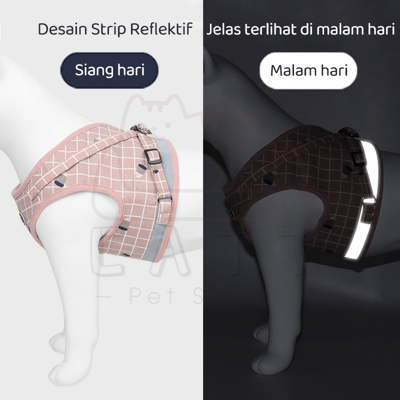 RK Rompi Kucing Harness Kucing Tali Tuntun Pengikat Reflektif Harness Anjing Kelinci Tali Kucing