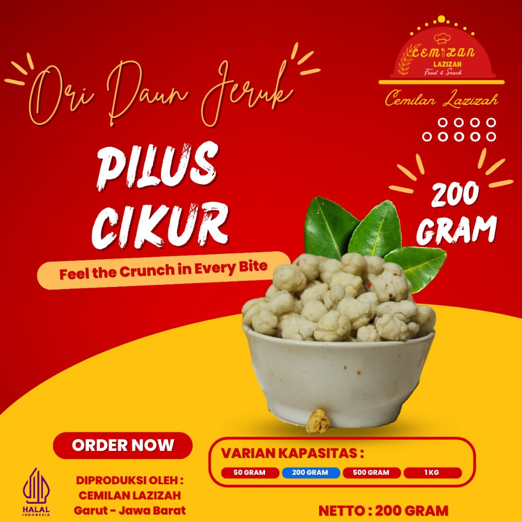 

Pilus Cikur Original Daun Jeruk 200 gr Cemilan Asin Gurih Kiloan Renyah Original Makanan Ringan Santai Ukuran Kecil