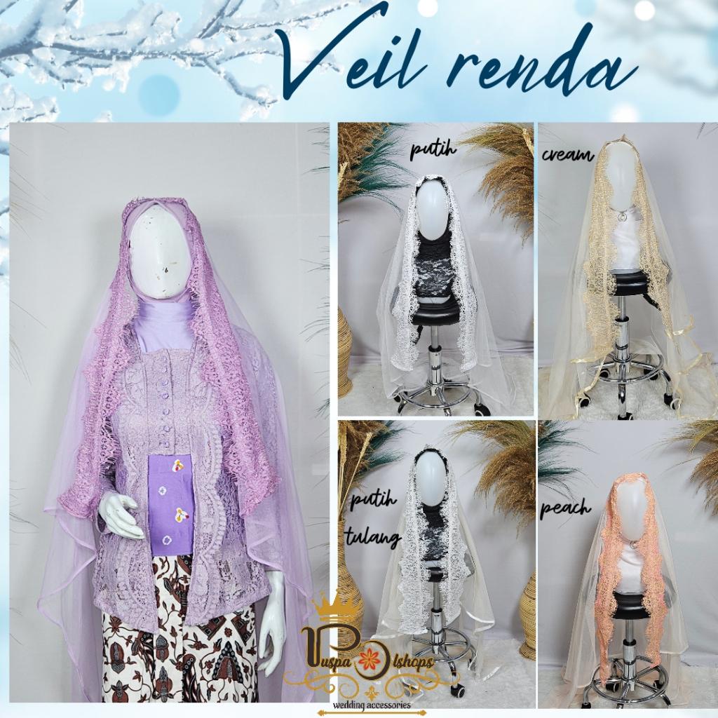 VEIL RENDA BROKAT TILE SILK  VEIL HIJAB VEIL PENGANTIN VEIL IBU BESAN