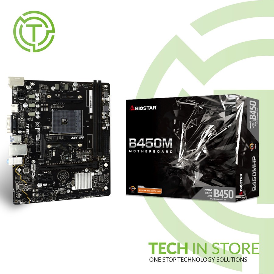 Motherboard AMD BIOSTAR B450MHP single chip architecture 2-DIMM DDR4