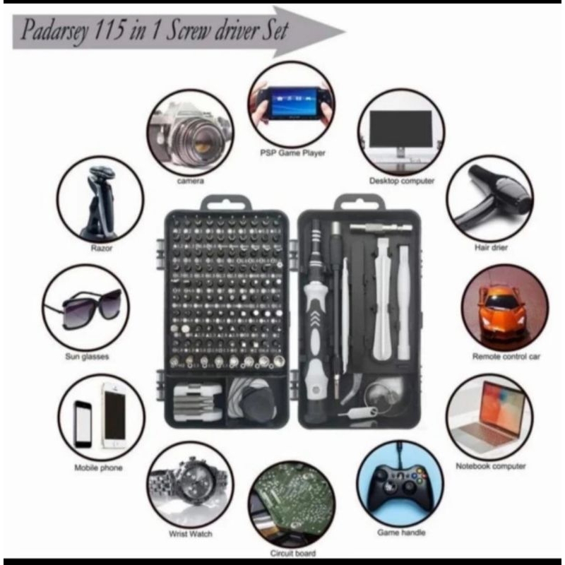 Obeng HP Kacamata Set 115 in 1 Kunci Alat Servis Reparasi Hp Full Set