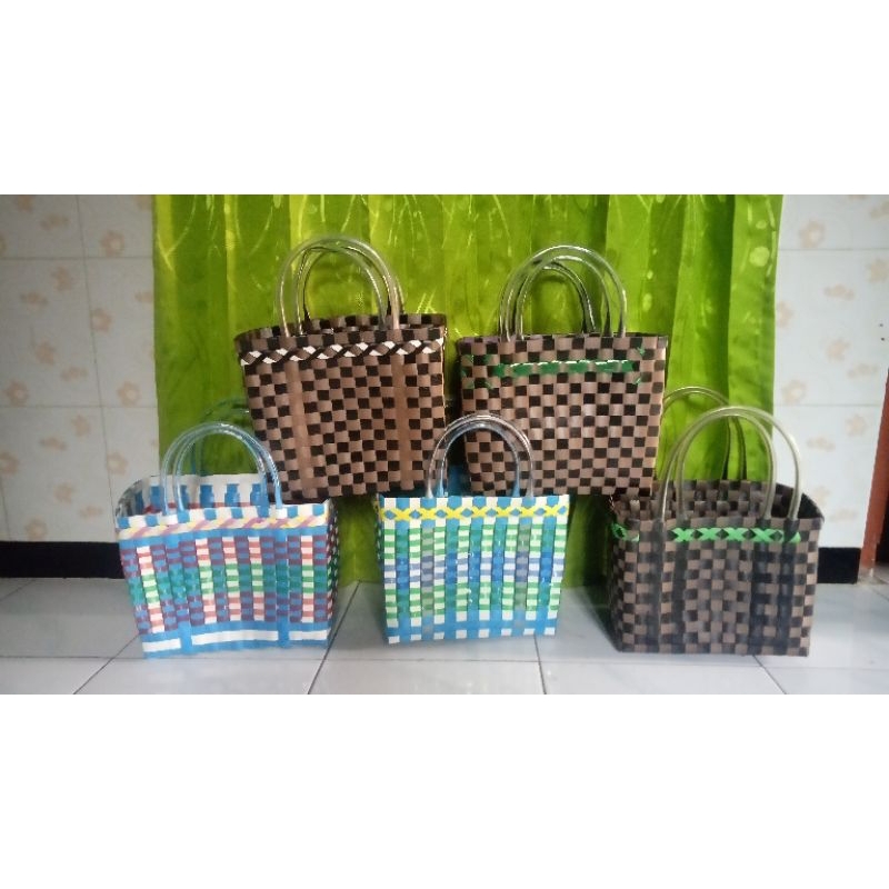 tas versi kotak tas belanja tas anyaman plastik