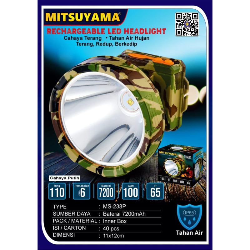 Senter kepala jumbo 100watt  Ms 238P senter super terang