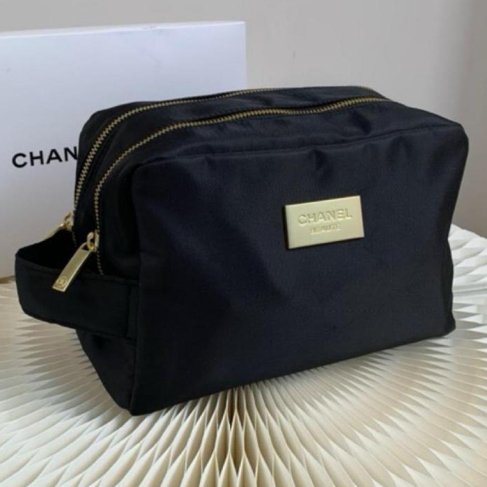 Tas Dompet Pouch Cosmetic Chanel Makeup Bag Double Zipper Tas Kosmetik Traveling Aksesoris  toiletri