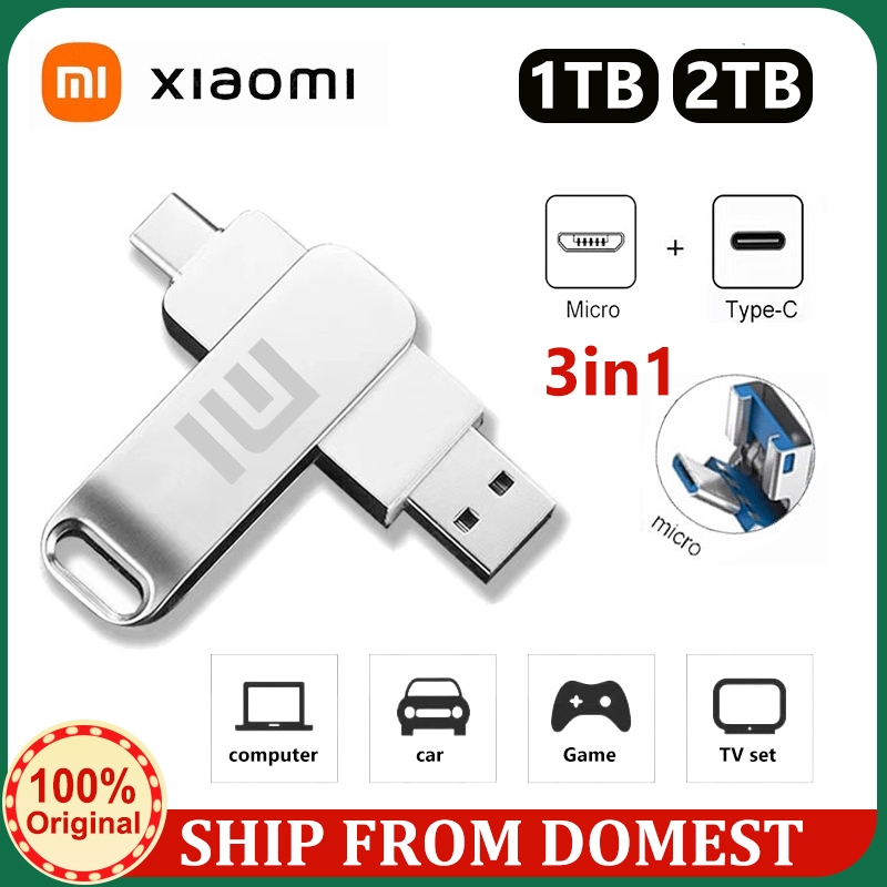 Xiaomi TYPE-C Flashdisk USB 128gb Kecepatan Tinggi, Driver Flash Logam USB 256gb 512gb 1tb 2tb, USB Flash Drive