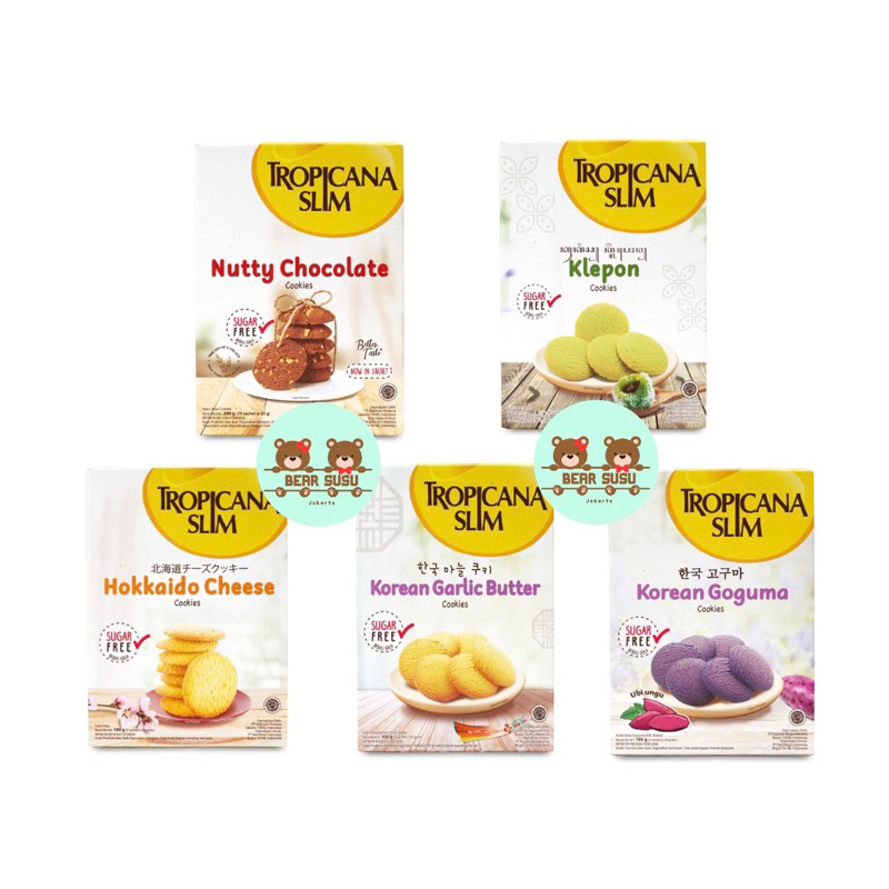 

Tropicana Slim Hokkaido Cheese Cookies / Korean Garlic / Korean Goguma / Klepon (5 Sachet) / Nutty Chocolate (10 Sachet)