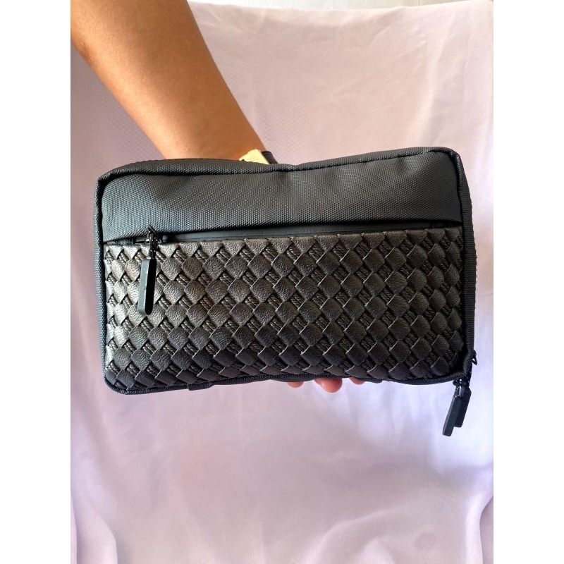 Tas Selempang Pria Tas Bahu Tas Kulit Motiv Botega merk Bhevin anyaman Sling bag