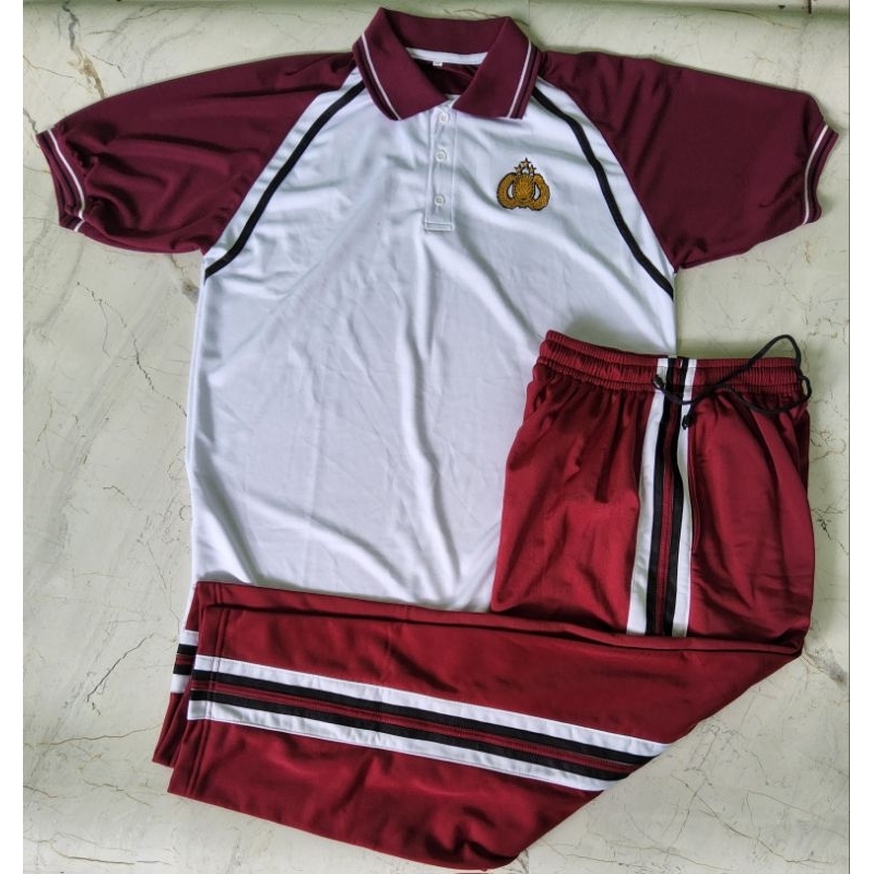 Baju Olahraga Merah Maron Mabes Polri Produksi