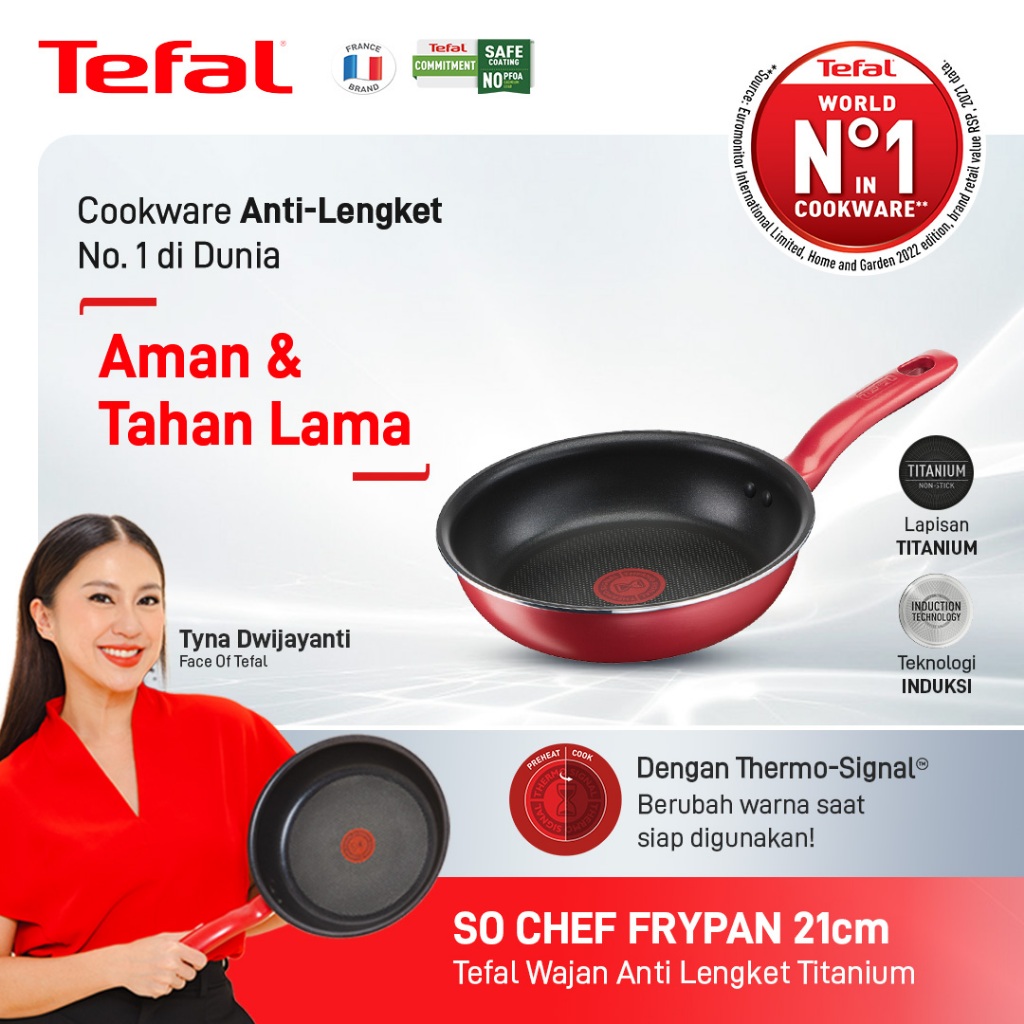 Tefal Wajan Induksi Anti Lengket / Penggorengan / Pan - Series So Chef - Semua Kompor - Garansi 1 Ta