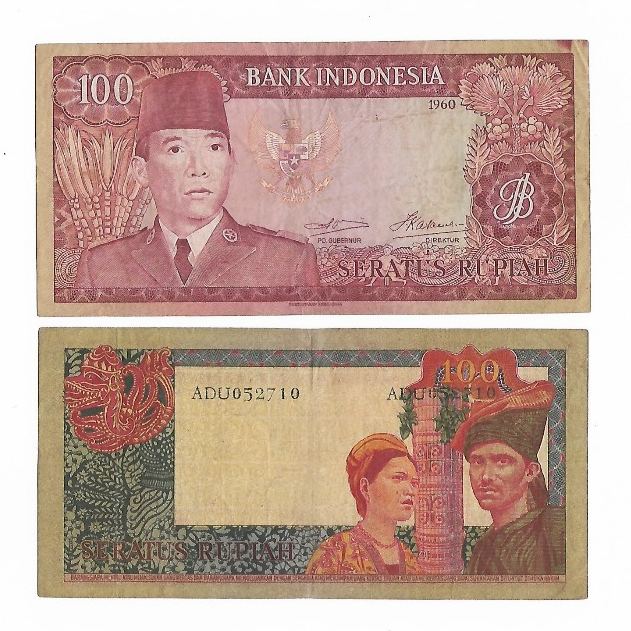 Uang kuno Indonesia 100 Rupiah 1960 Seri Soekarno Very Good