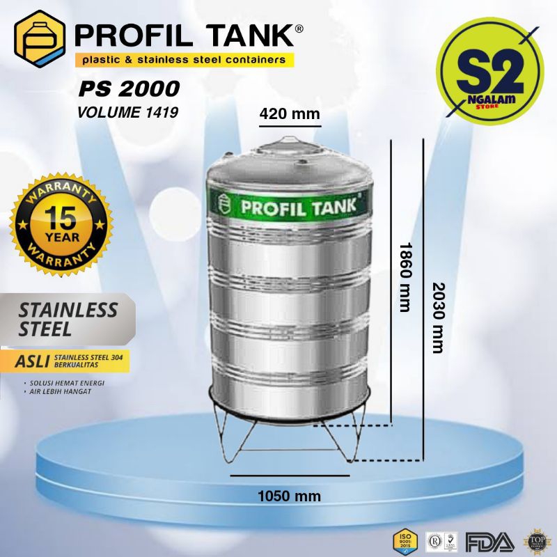 Tandon Air /Toren Air /Tangki Air - PROFIL TANK STAINLESS PS 2000 (Invoice)