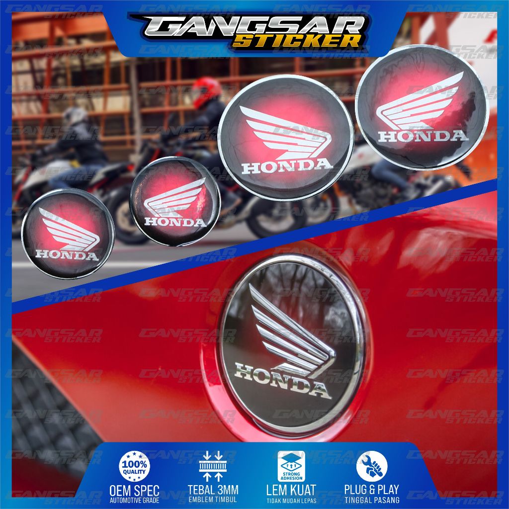 emblem sayap honda / emblem honda red wings / emblem timbul honda / logo sayap honda