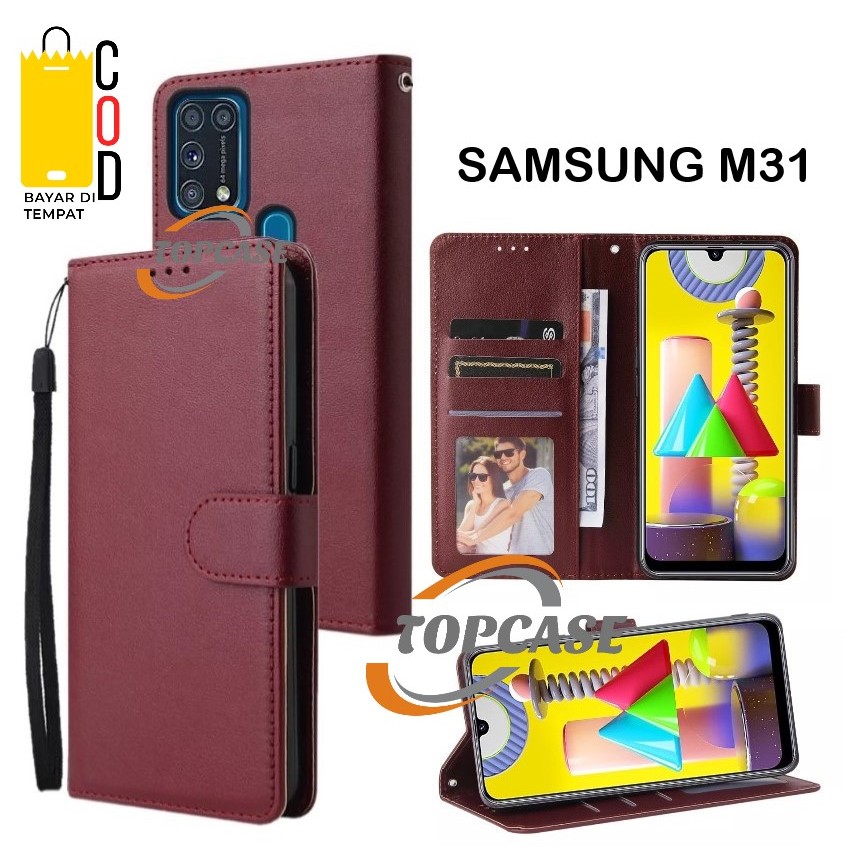 Flip Case Samsung M31 Casing Flip  Cover Kulit Case Leather Premium