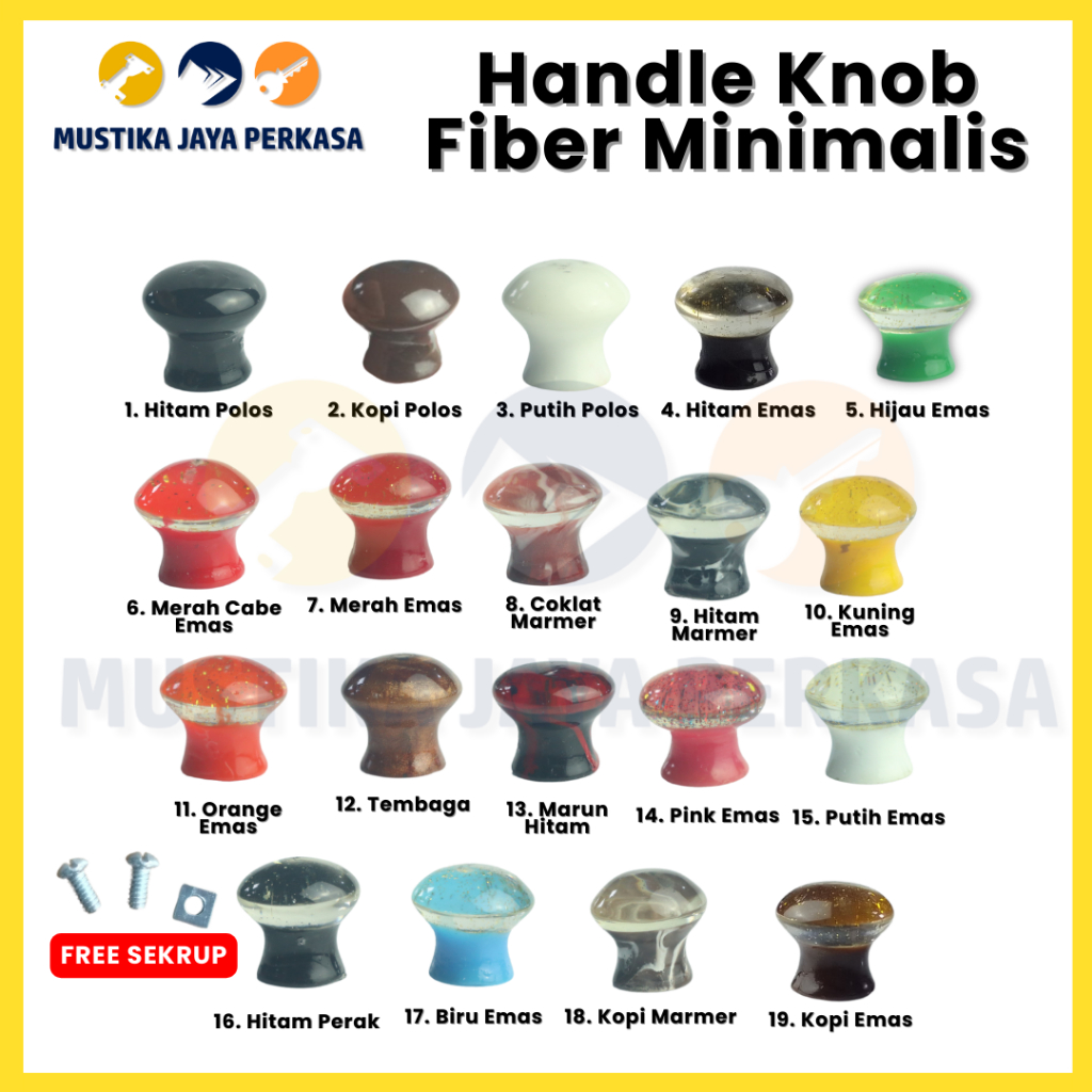 Handle Tarikan Knob Knop Fiber Laci Lemari Kecil Plastik Kaca Kayu