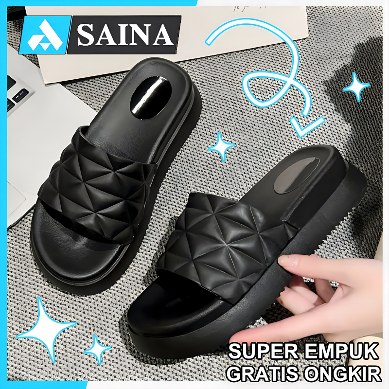 Sandal wanita elegan wedges tinggi jumbo terbaru Sendal selop wanita empuk korea karet kekinian cewe