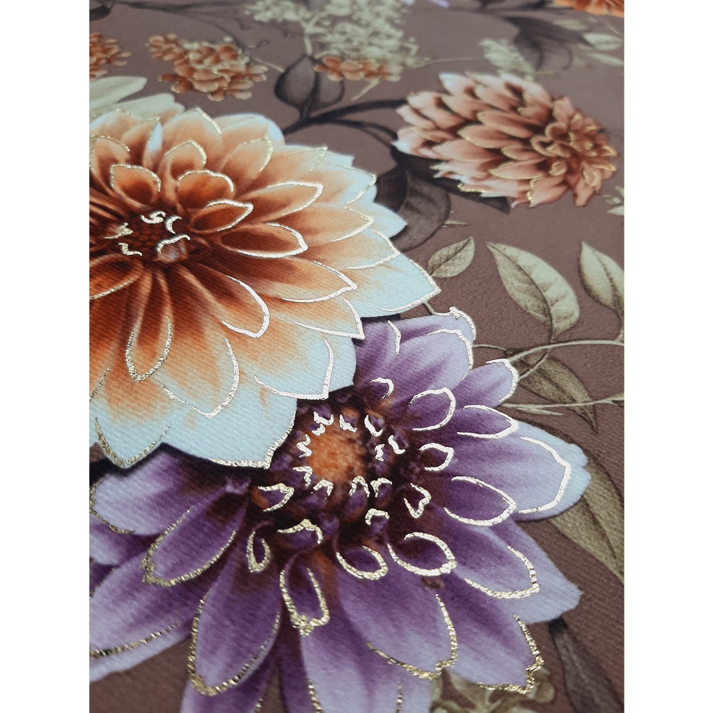 RB Sarung Bantal Sofa Kursi Tamu Mewah Kekinian Modern Premium Murah Motif Bunga daun hitam coklat