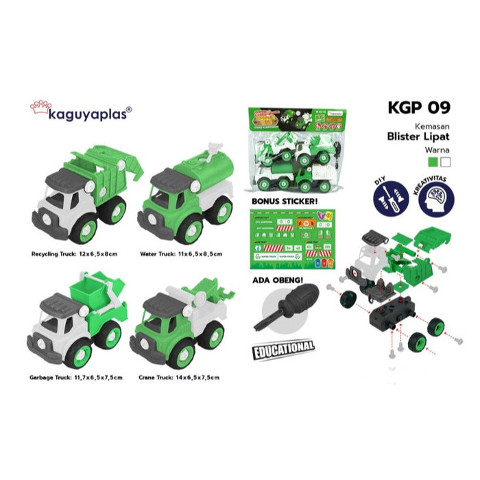 Mainan Bongkar Pasang DIY Mekanik Cilik Truk Sampah - KGP09