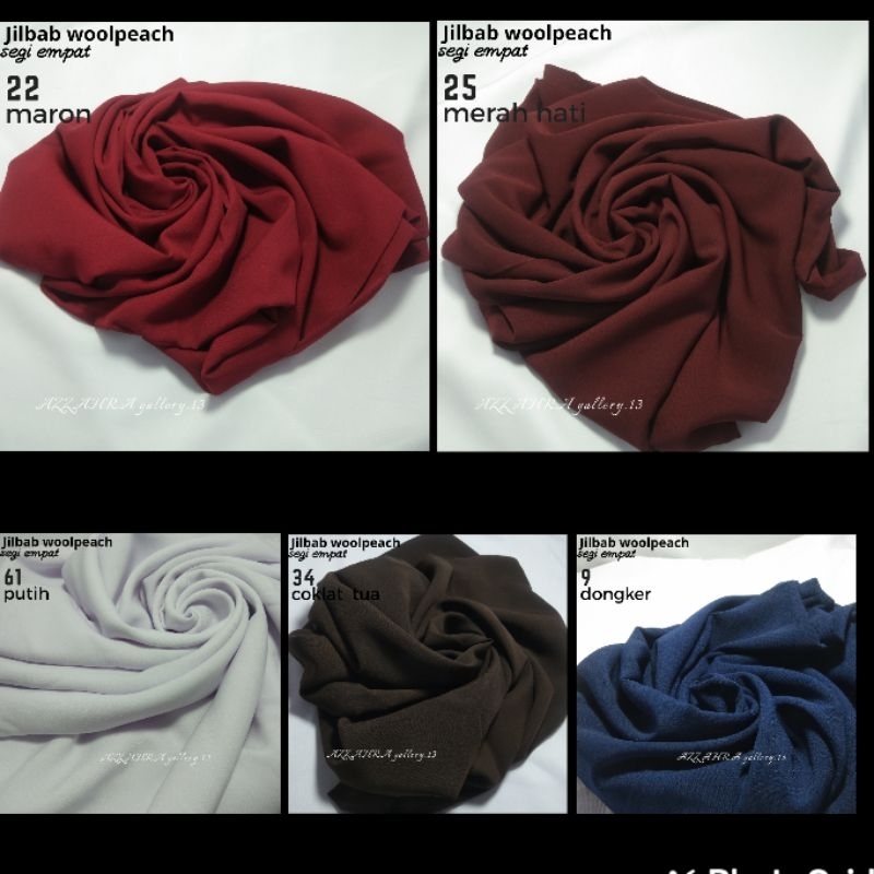 Hijab segi empat wol peach MAROON,MERAH HATI,PUTIH,COKLAT TUA,DONGKER