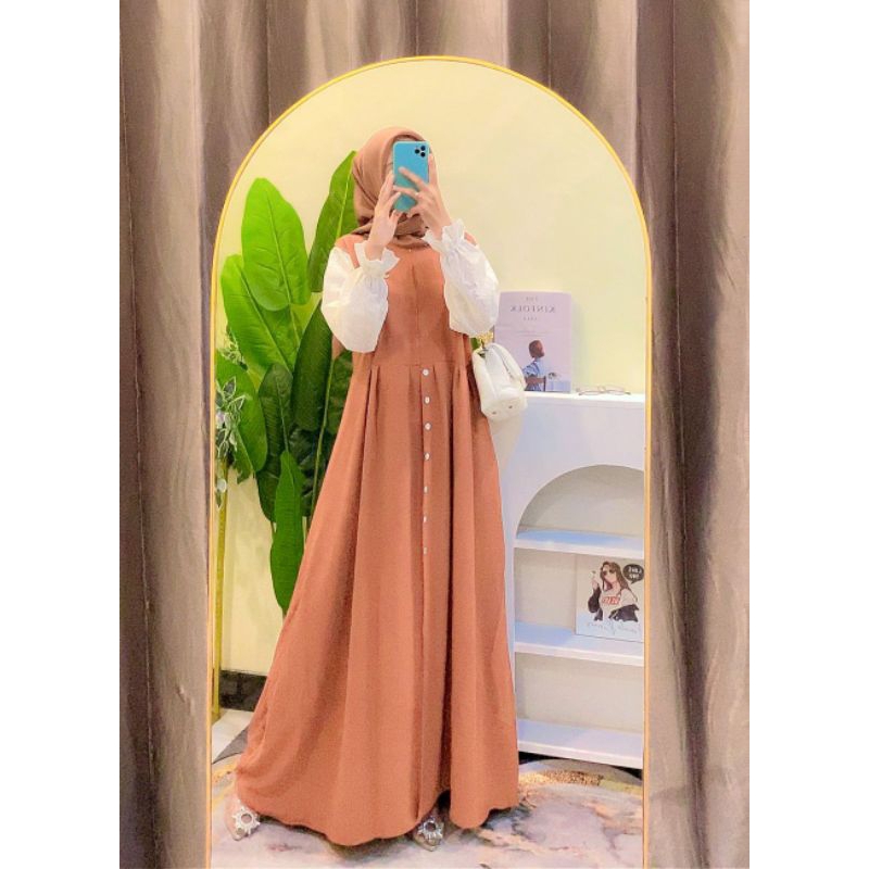 Dress Aisyah | gamis Aisyah | gamis crinkle| gamis brukat