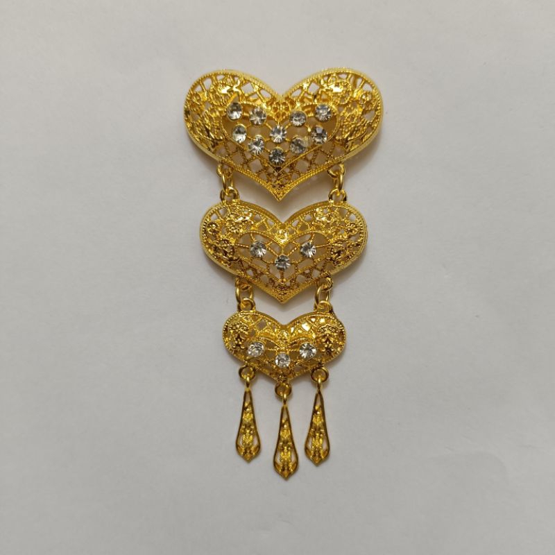 jewelry36 Kalung & Bros Pin Brooch Susun Adat Kebaya KutuBaru Kuning Putih Permata Polos Hijab Pesta